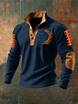 Men's Retro Rugby Print Waffle Sweatshirt