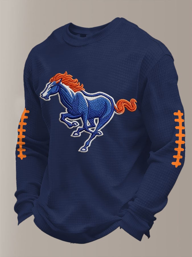 Men's Football Waffle Fabric Long-sleeved T-shirt