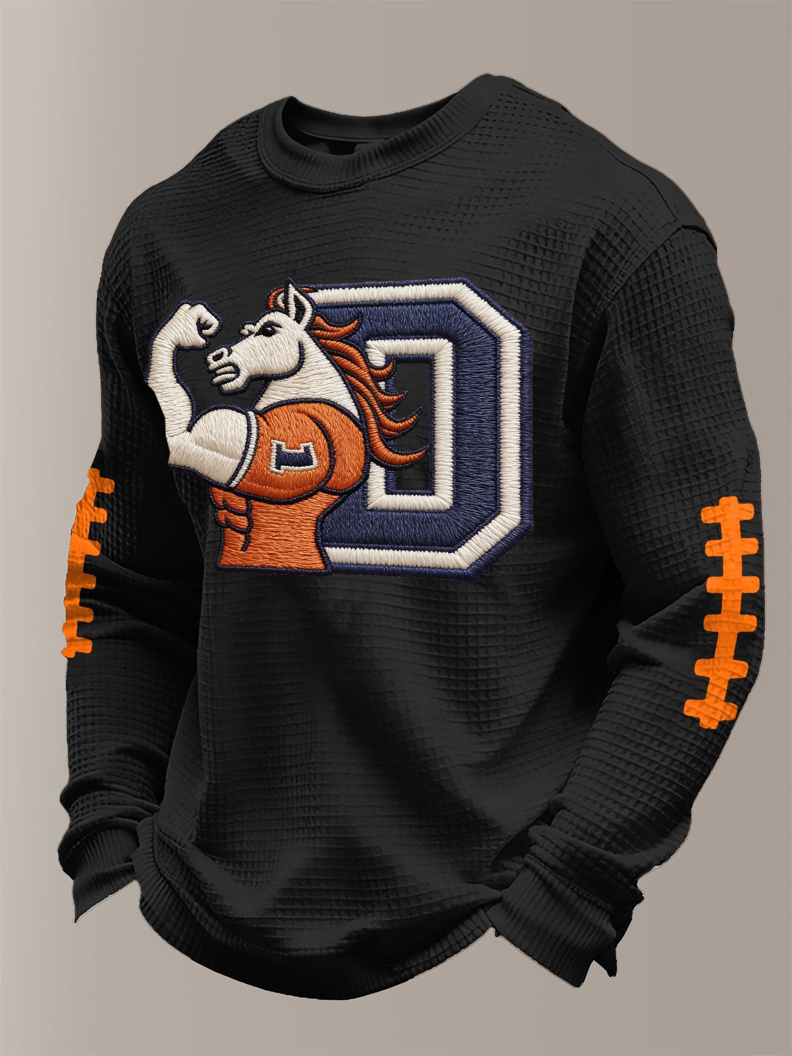 Men's Football Waffle Fabric Long-sleeved T-shirt