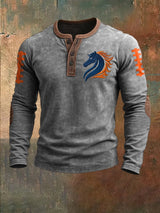 Men's Football Print Henley Top
