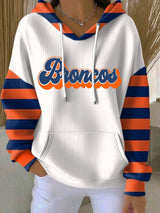 Women's Football Print Long Sleeve Hooded Sweatshirt