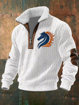 Men's Football Heat Transfer Jacquard Fabric Zipper Fur Collar Long Sleeve Sweatshirt